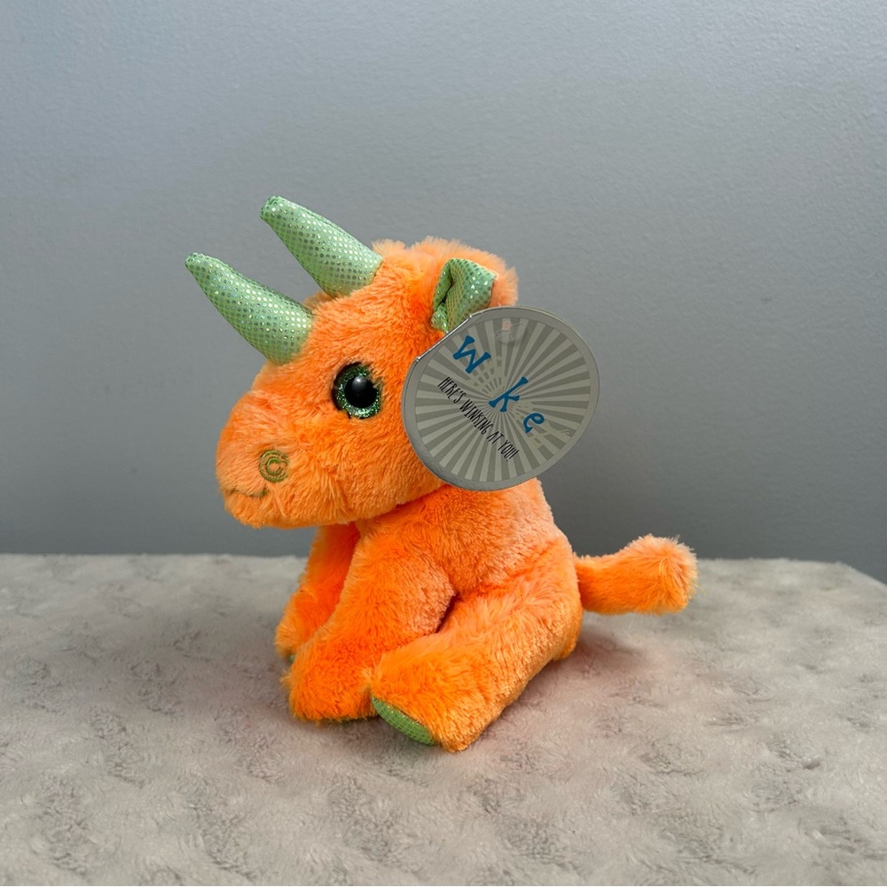 Winkeez Reggie the Rhino Plush Stuffed Animal Toy Orange Green Sparkle Eyes MVP